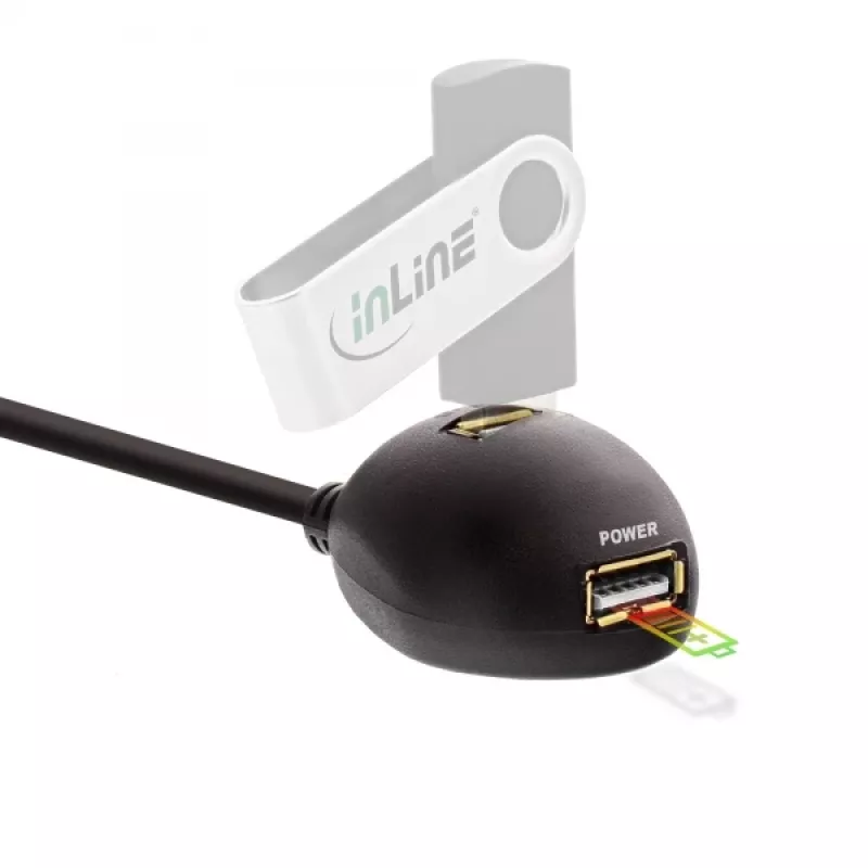 InLine USB 3.2 Gen.1 Cable USB Type A M / A F + Power, with Stand, black, 2m