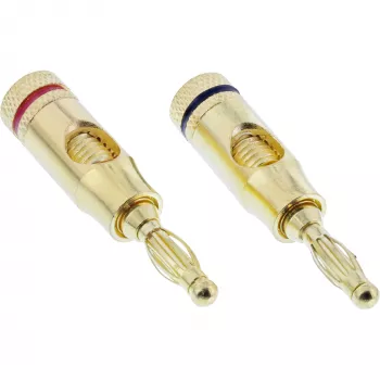 Binding post (banana plug screw) InLine metal gold plated, 1x red + 1x black