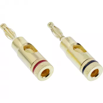 Binding post (banana plug screw) InLine metal gold plated, 1x red + 1x black