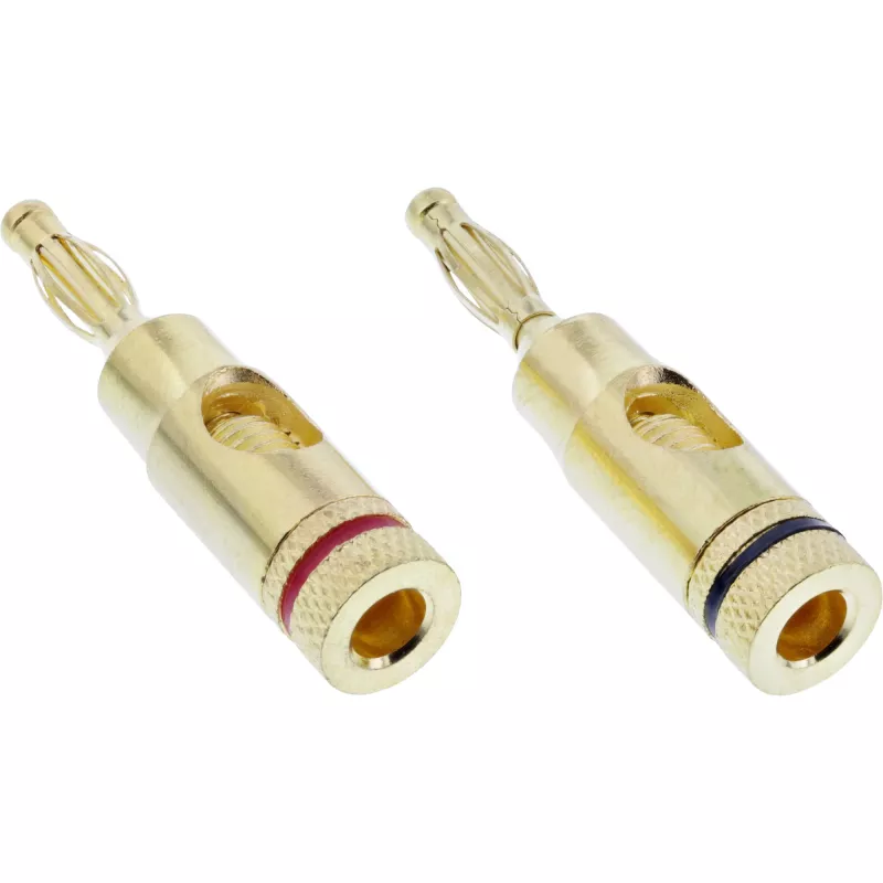 Binding post (banana plug screw) InLine metal gold plated, 1x red + 1x black