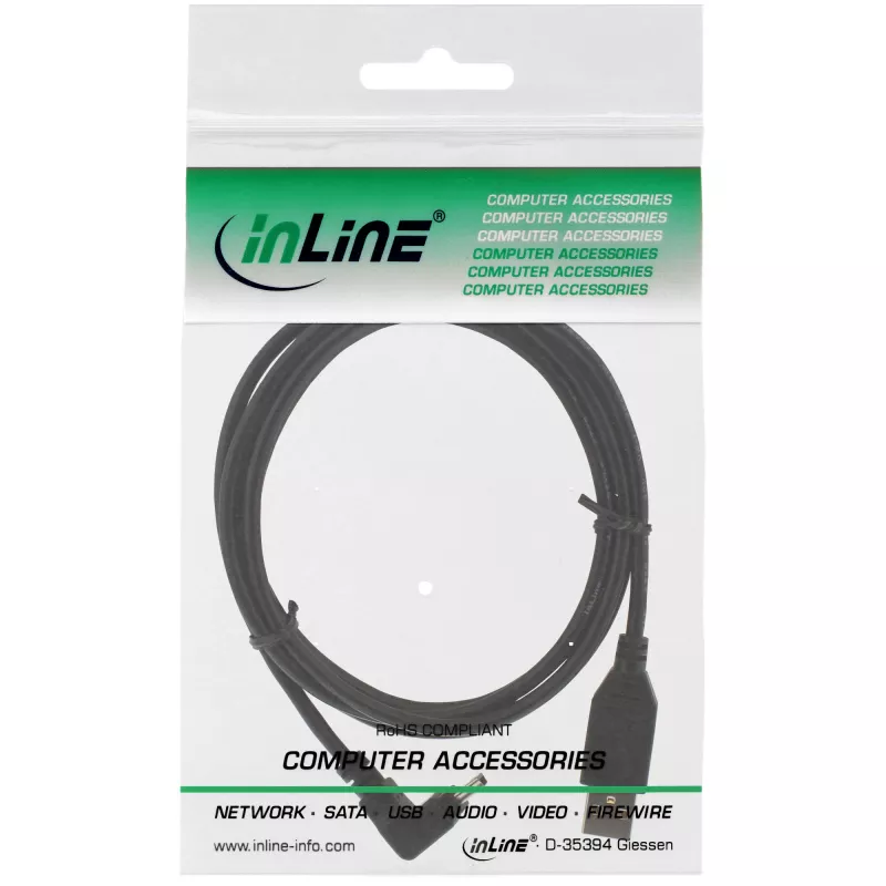 InLine USB Type A male / Mini 5pin male up angled 90°, black, 0.5m