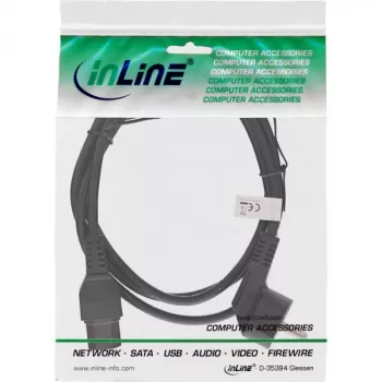 InLine Power cable, CEE7/7 angled to C15 straight, 3 x 1mm², black, 3m