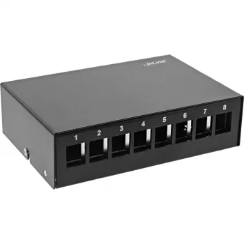 InLine Desktop Consolidation Point Box 8x Keystone RJ45, metal, black RAL9005