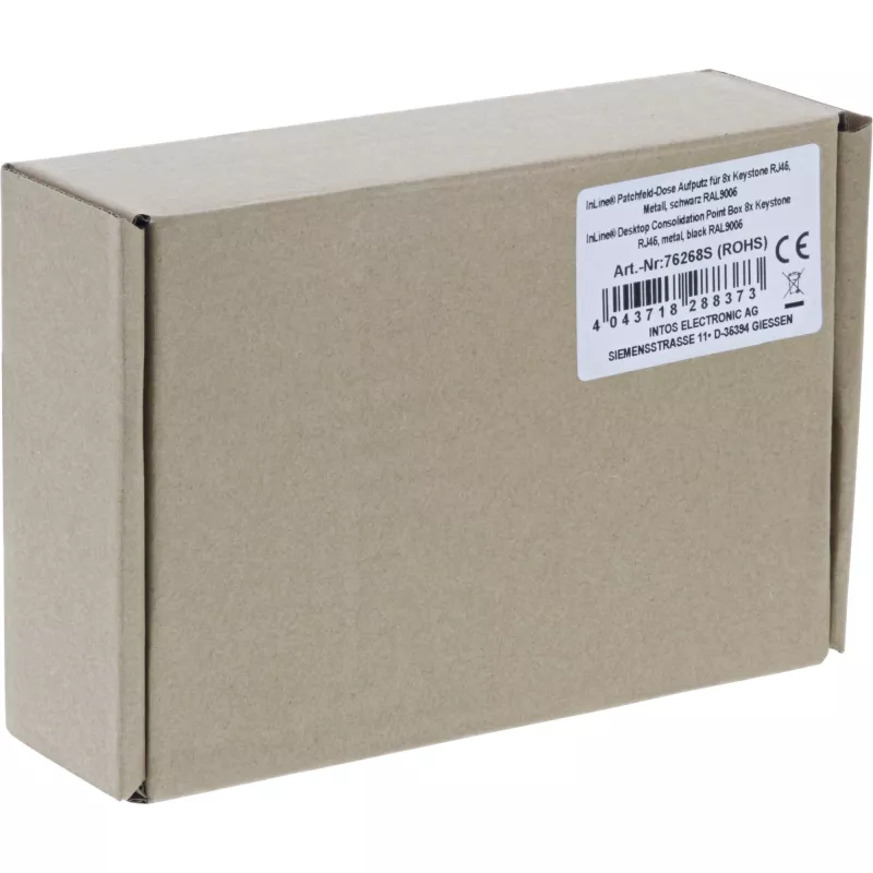 InLine Desktop Consolidation Point Box 8x Keystone RJ45, metal, black RAL9005