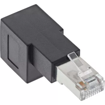 InLine patch cord adapter Cat.6A, RJ45 male / female, angled 90° downwards