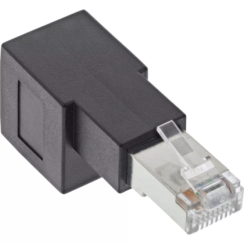 InLine patch cord adapter Cat.6A, RJ45 male / female, angled 90° downwards