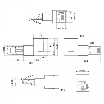 InLine patch cord adapter Cat.6A, RJ45 male / female, angled 90° to the left
