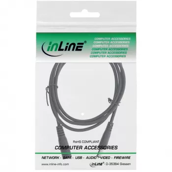 InLine DC extension cable, DC plug male/female 5.5x2.1mm, black, 1m