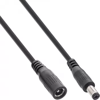 InLine DC extension cable, DC plug male/female 5.5x2.1mm, black, 2m