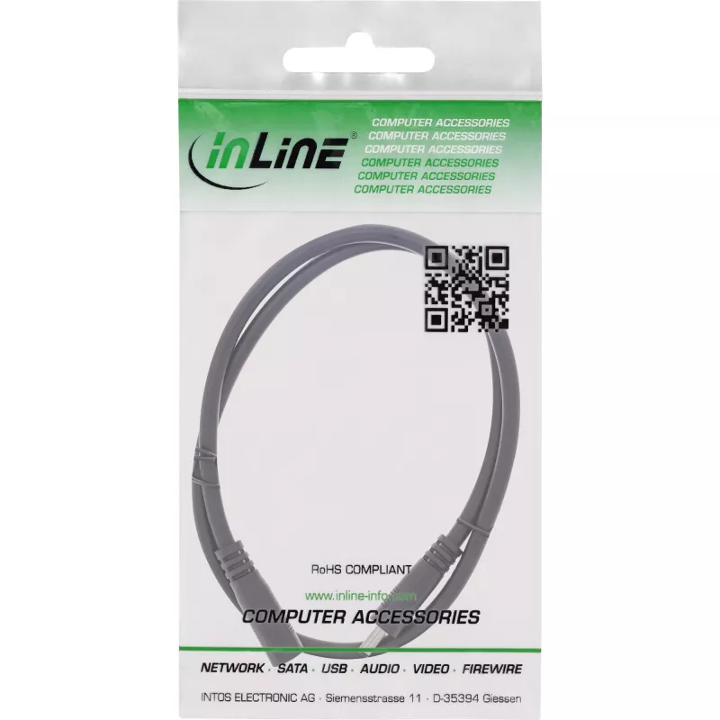 InLine DC extension cable, DC male/female 3.5x1.35mm, AWG 18, black 2m