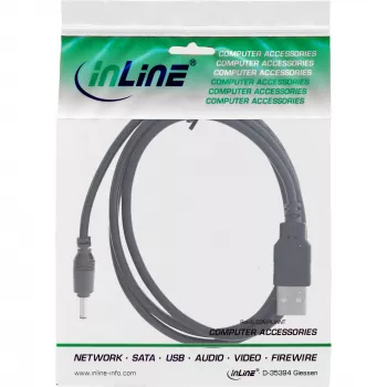 InLine USB DC power adapter cable, USB A male to DC plug 4.0x1.70mm, black, 1m
