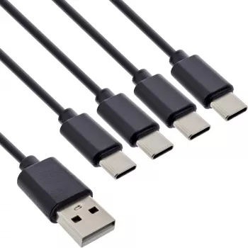 InLine USB 4in1 Y-charging cable, 1x USB-A male to 4x USB-C male, black 2m