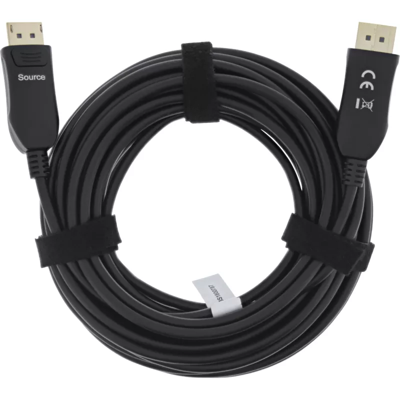 InLine DisplayPort 2.1 AOC cable, UHBR, black 20m, 20 m, DisplayPort, DisplayPort, Male, Male, 10240 x 4320 pixels