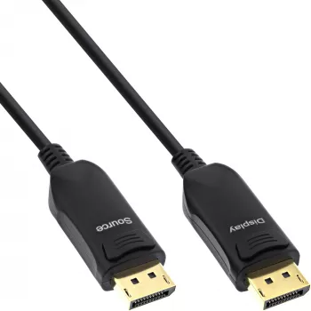 InLine DisplayPort 2.1 AOC cable, UHBR, black 30m, 30 m, DisplayPort, DisplayPort, Male, Male, 10240 x 4320 pixels