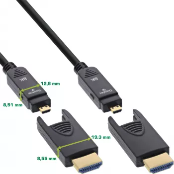 InLine HDMI AOC cable, Ultra High Speed HDMI, 8K4K, detachable plug, 20m