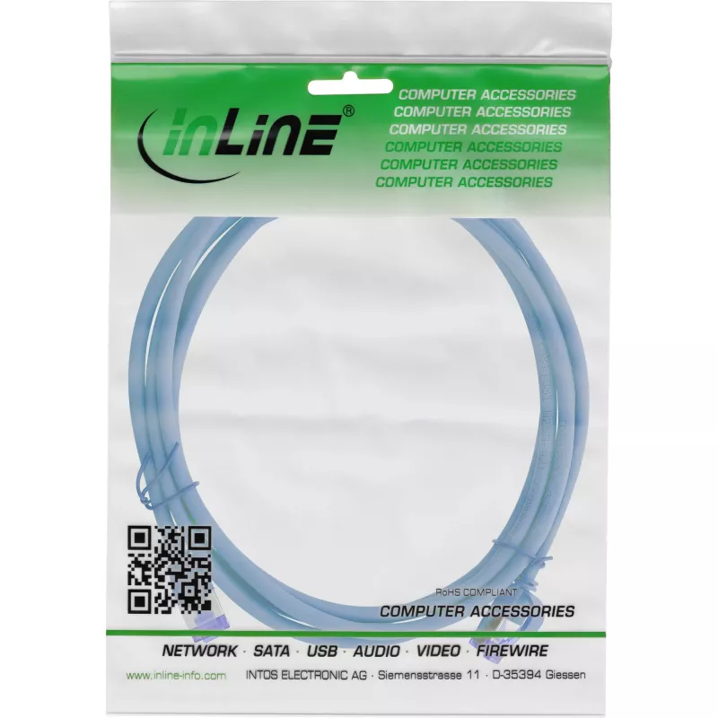 Network Cable InLine® Patch Cable Slim 74914B RJ45 Cat.6A 1.5m Blue