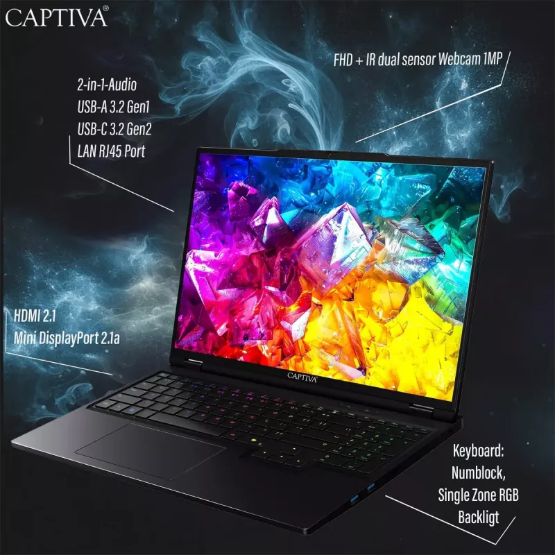 Laptop CAPTIVA 92279 16 inch AMD Ryzen 9 32GB SSD Windows 11 Pro