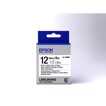 Epson Label Cartridge Strong Adhesive LK-4WBW Black/White 12mm (9m)