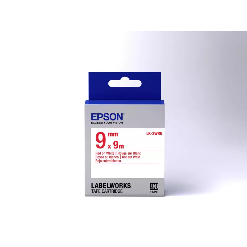 Epson Label Cartridge Standard LK-3WRN Red/White 9mm (9m), Red on white, Japan, 9 mm, 9 m, 1 pc(s), 25 mm