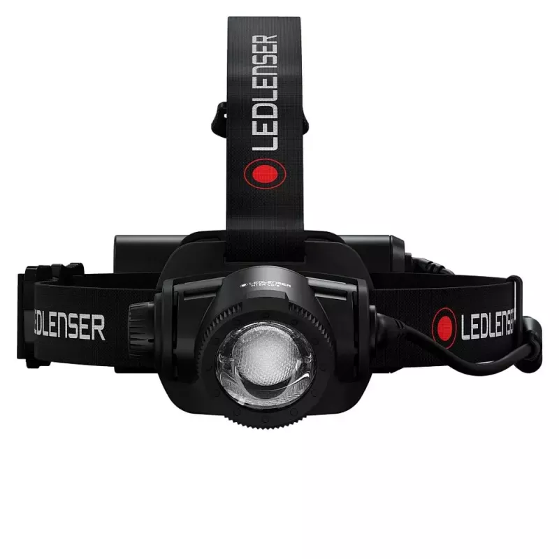 Headlamp Led Lenser H15R Core — headband LED flashlight, 2500 lm, 21700 rechargeable battery, IP67, 250 m beam, 4 power levels, aluminium, black