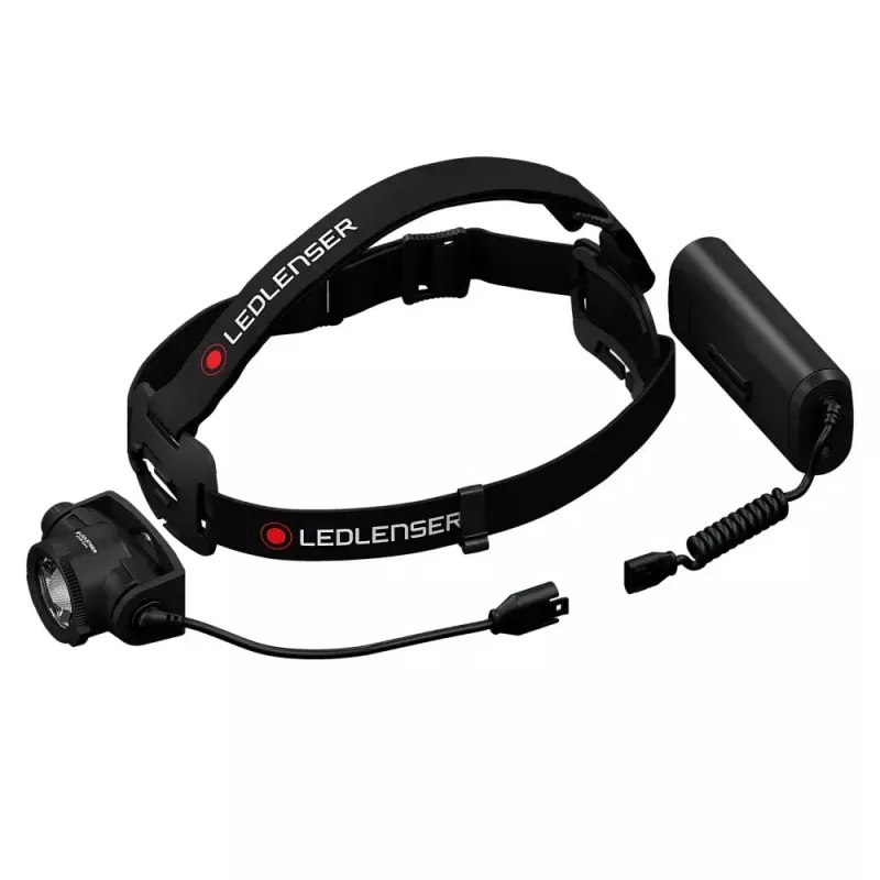 Headlamp Led Lenser H15R Core — headband LED flashlight, 2500 lm, 21700 rechargeable battery, IP67, 250 m beam, 4 power levels, aluminium, black
