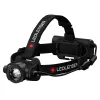 Headlamp Led Lenser H15R Core — headband LED flashlight, 2500 lm, 21700 rechargeable battery, IP67, 250 m beam, 4 power levels, aluminium, black