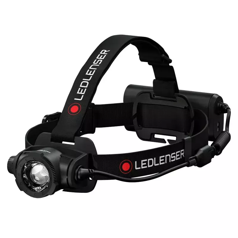 Headlamp Led Lenser H15R Core — headband LED flashlight, 2500 lm, 21700 rechargeable battery, IP67, 250 m beam, 4 power levels, aluminium, black
