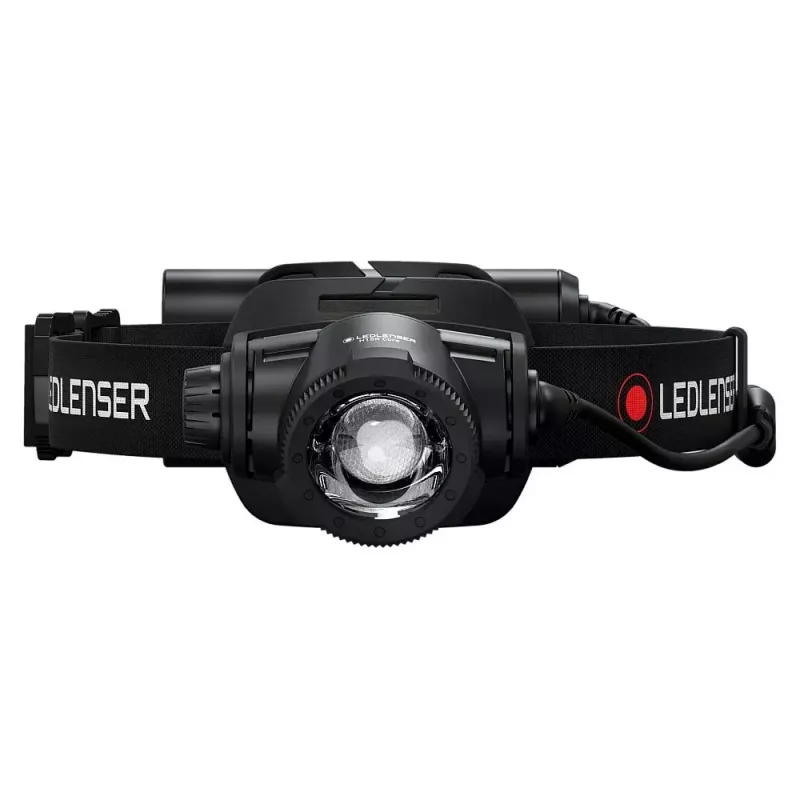 Headlamp Led Lenser H15R Core — headband LED flashlight, 2500 lm, 21700 rechargeable battery, IP67, 250 m beam, 4 power levels, aluminium, black
