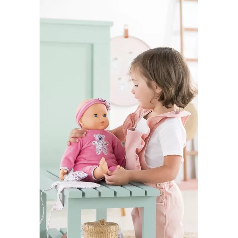 Doll Simba‑Dickie Corolle 9000150050, interactive toddler doll, 42 cm height, AA battery, pink