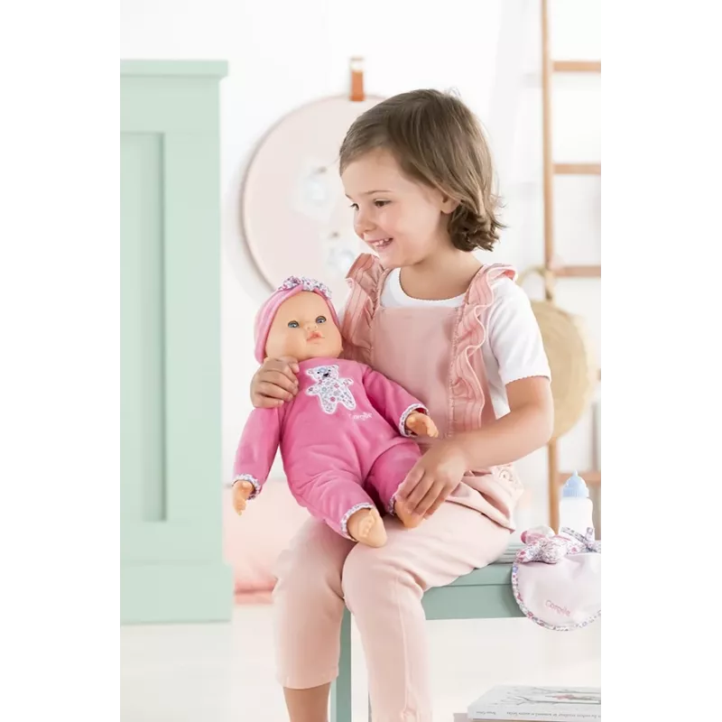 Doll Simba‑Dickie Corolle 9000150050, interactive toddler doll, 42 cm height, AA battery, pink
