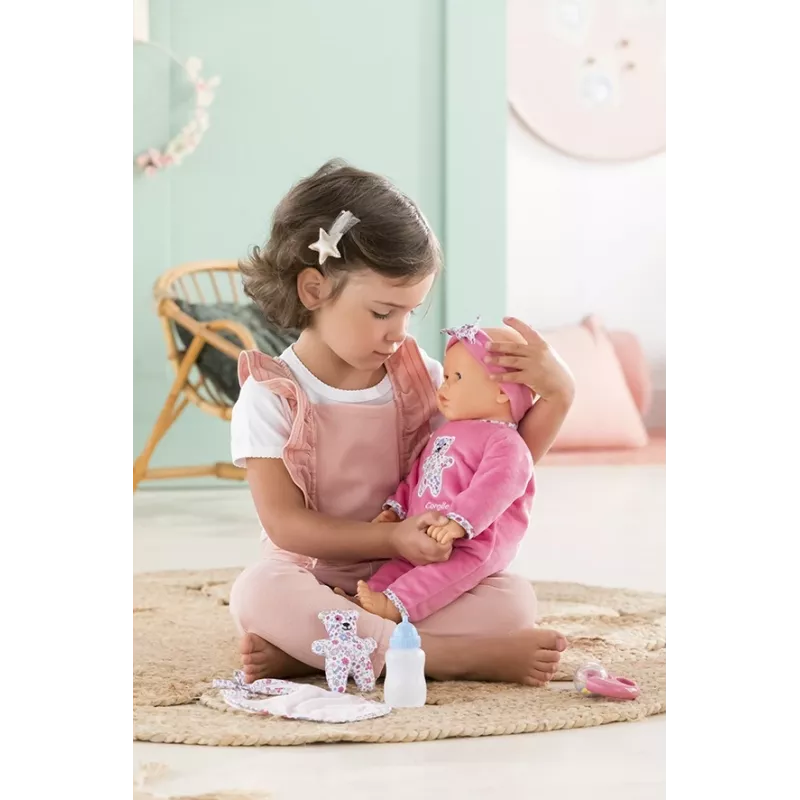 Doll Simba‑Dickie Corolle 9000150050, interactive toddler doll, 42 cm height, AA battery, pink