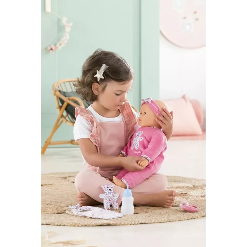 Doll Simba‑Dickie Corolle 9000150050, interactive toddler doll, 42 cm height, AA battery, pink