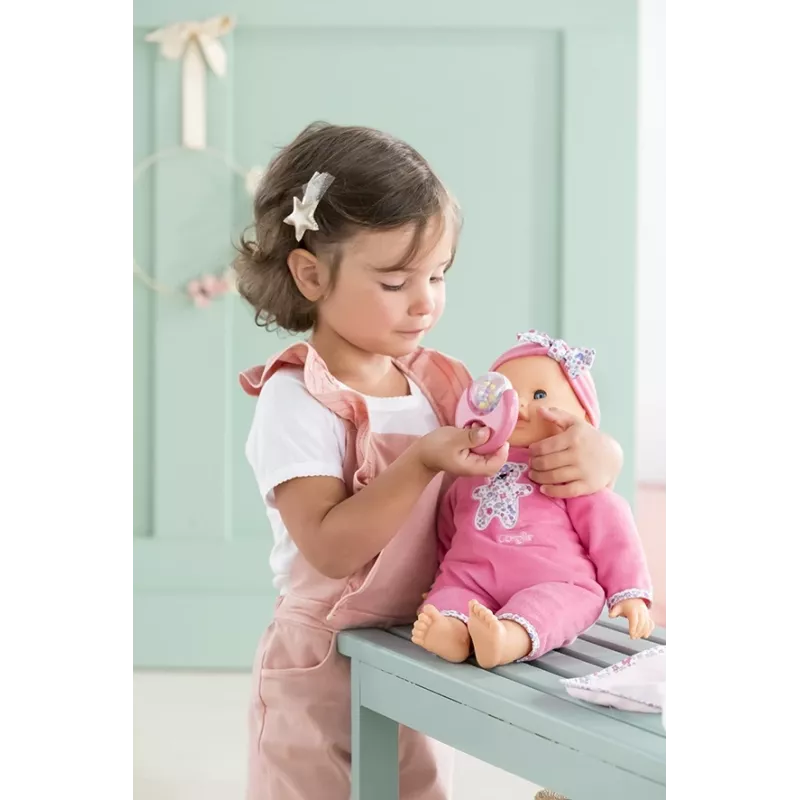 Doll Simba‑Dickie Corolle 9000150050, interactive toddler doll, 42 cm height, AA battery, pink
