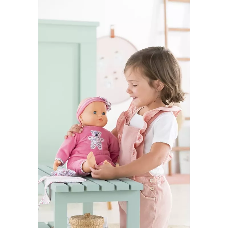 Doll Simba‑Dickie Corolle 9000150050, interactive toddler doll, 42 cm height, AA battery, pink