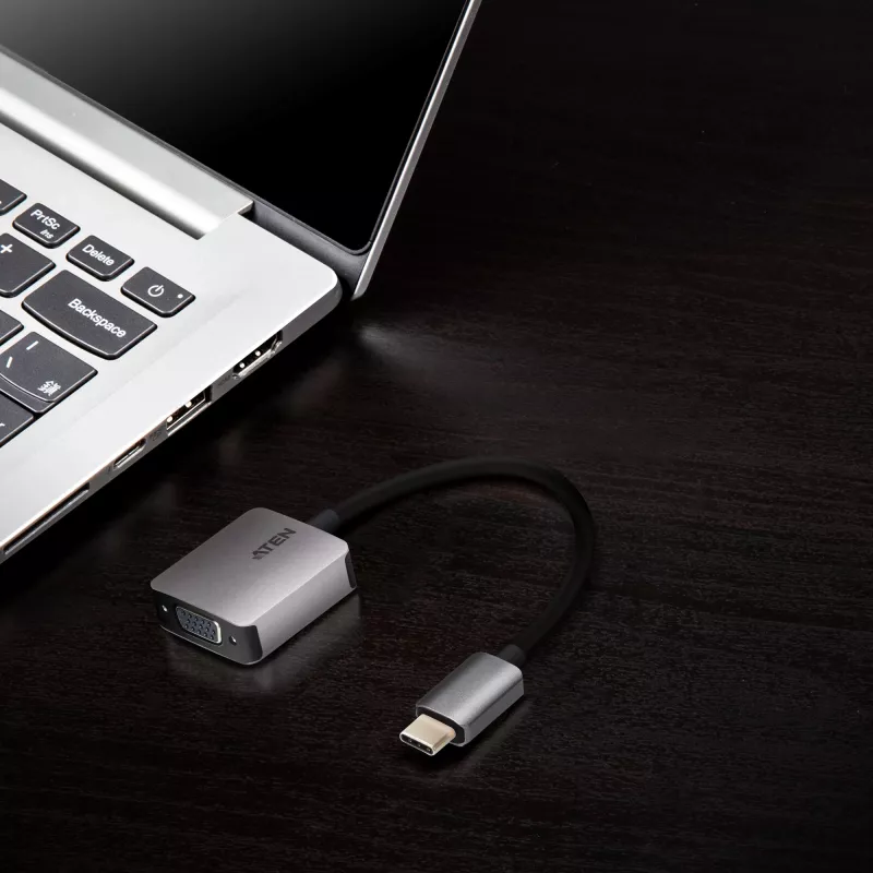 ATEN USB-C to VGA Adapter, USB Type-C, VGA (D-Sub), Male, Female, Straight, Straight