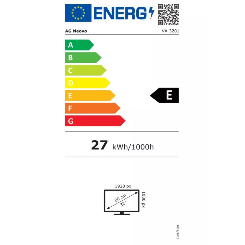 31.5 inch Full HD LCD Monitor AG Neovo VA-3201, VA panel, 1920×1080, 300 cd/m², 5 ms, HDMI/VGA/DP, 2×3W speakers, VESA 100×100