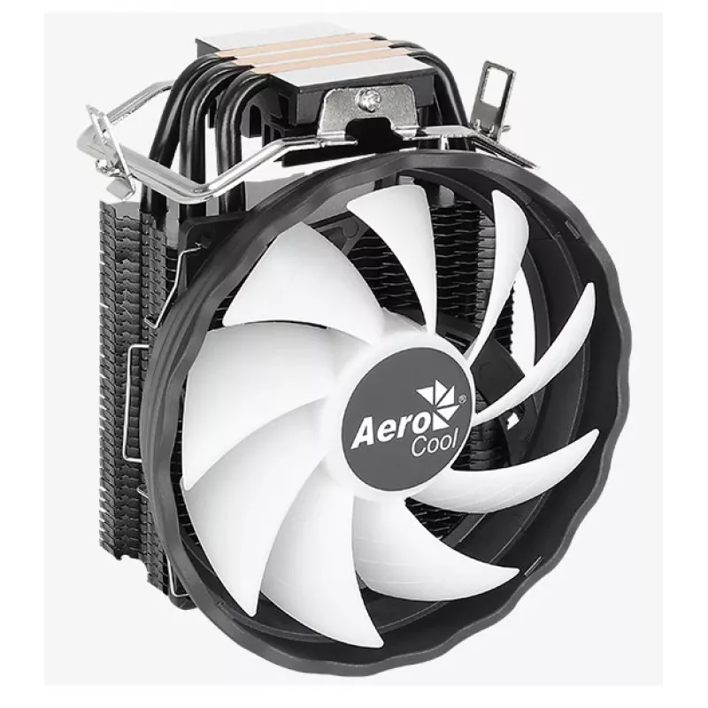 Air cooler AEROCOOL Rave 3 FRGB 120 mm Black White — 4 heat pipes, ARGB, Hydraulic bearing, 1800 RPM