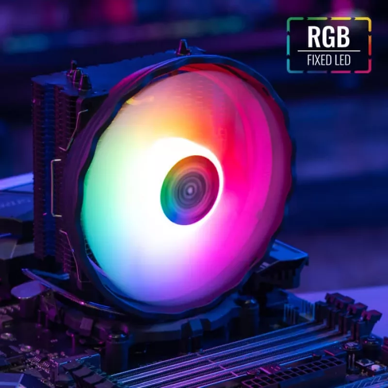 Air cooler AEROCOOL Rave 3 FRGB 120 mm Black White — 4 heat pipes, ARGB, Hydraulic bearing, 1800 RPM
