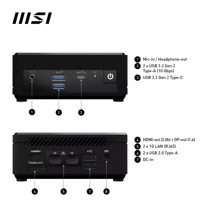 MSI Cubi N ADL-006DE Intel® N N200 4 GB DDR4-SDRAM 128 GB SSD Windows 11 Pro Mini PC Black