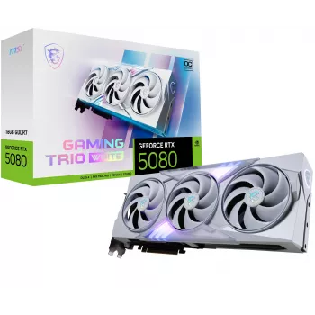 Graphics Card MSI GeForce RTX 5080 16 GB GDDR7, PCIe 5.0, 256-bit, 3xDP 2.1a + HDMI 2.1b, 360W, 3 fans, White