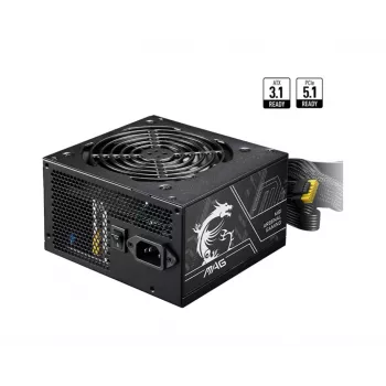 Power supply unit MSI MAG A750BN PCIE5 II 750 W, 24‑pin ATX, Non‑Modular, 80 PLUS Bronze, 120 mm fan, Black