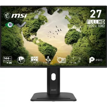 27 inch MSI Pro MP275PGN E14 computer monitor, 1920×1080 Full HD IPS, 4 ms, 300 cd/m², VESA, speakers, height adjustable, black