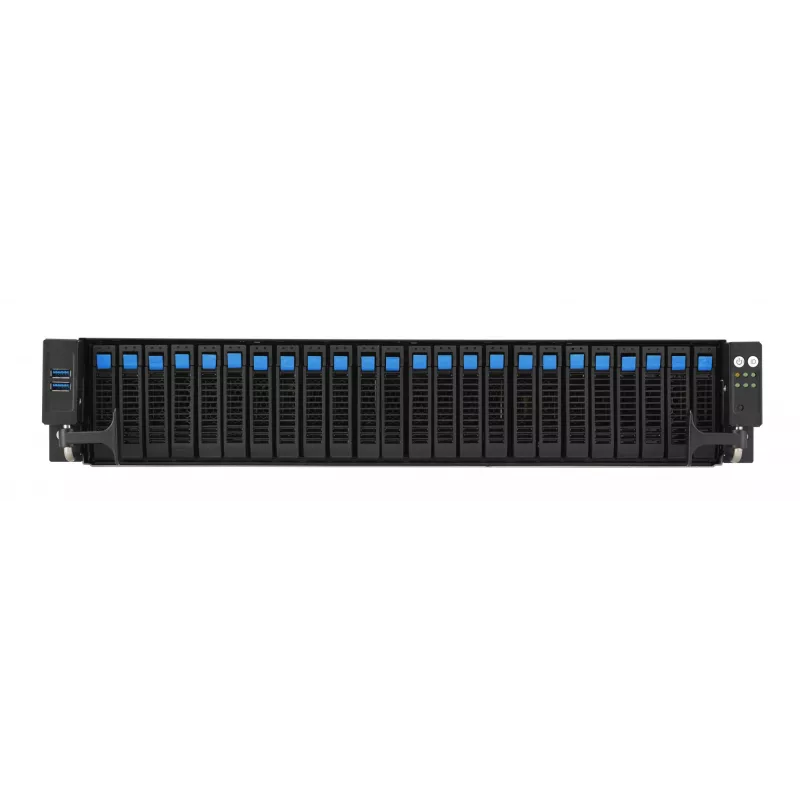 Rack server ASUS RS520A-E12-RS24U Socket SP5, AMD EPYC 9004, 1 CPU, 24x DDR5 DIMM, 6.14TB max, 2U, 26x 2.5 inch bays, 1600W PSU