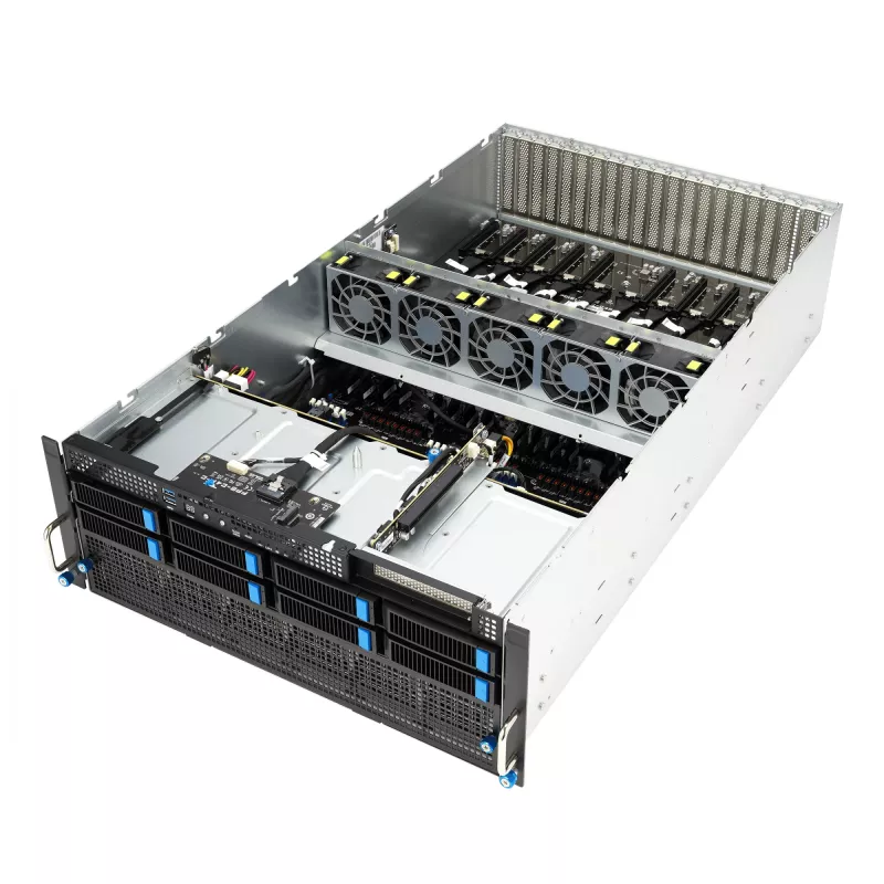 Rack server ASUS ESC8000A-E12-SKU2 (4U) — supports 2× AMD EPYC 9004, DDR5 up to 6 TB, 24 DIMM, 3000W PSU