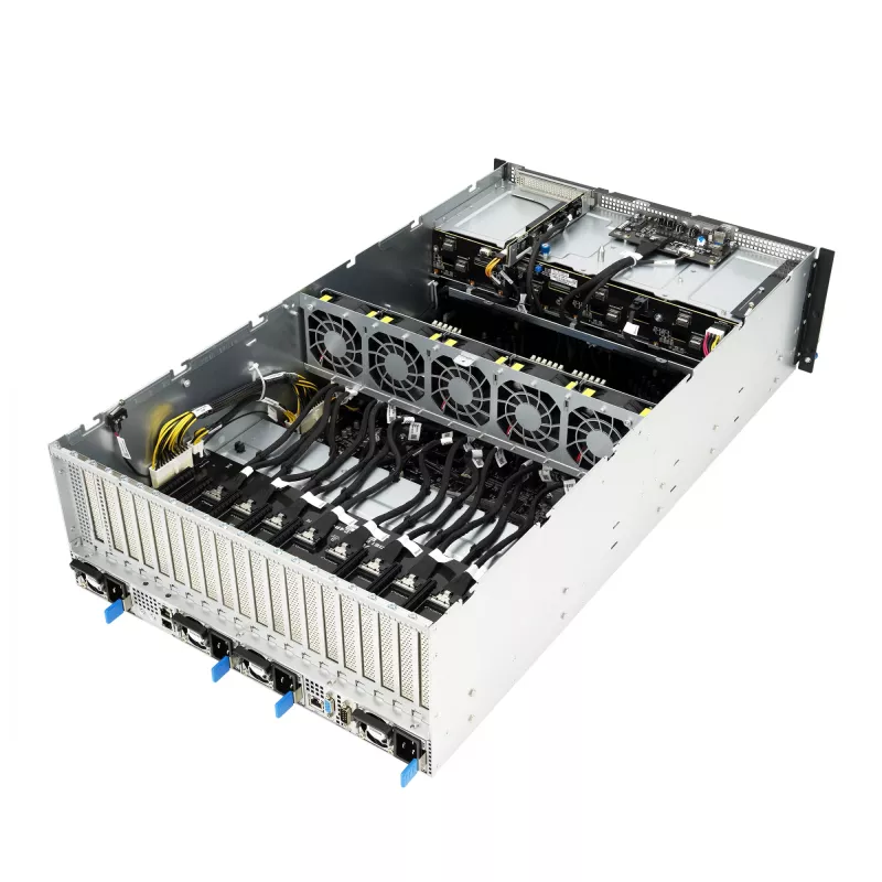 Rack server ASUS ESC8000A-E12-SKU2 (4U) — supports 2× AMD EPYC 9004, DDR5 up to 6 TB, 24 DIMM, 3000W PSU