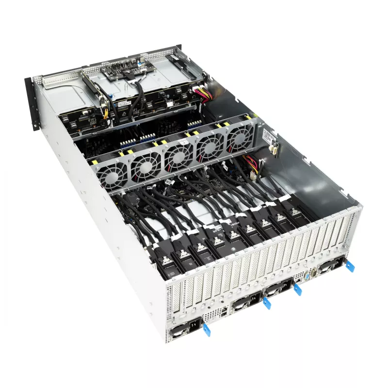 Rack server ASUS ESC8000A-E12-SKU2 (4U) — supports 2× AMD EPYC 9004, DDR5 up to 6 TB, 24 DIMM, 3000W PSU