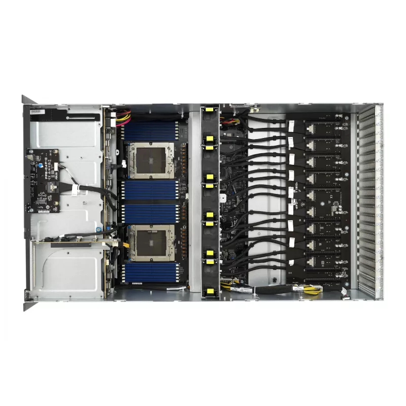 Rack server ASUS ESC8000A-E12-SKU2 (4U) — supports 2× AMD EPYC 9004, DDR5 up to 6 TB, 24 DIMM, 3000W PSU