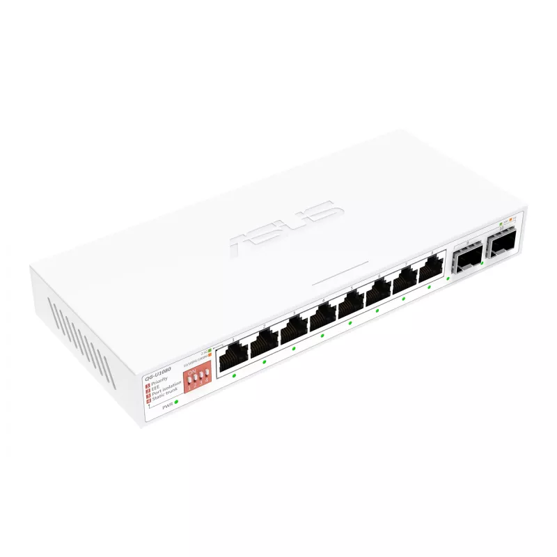 Unmanaged Ethernet Switch ASUS QG-U1080 — 8 × 2.5G RJ-45 ports, MAC 16K, White, 12V