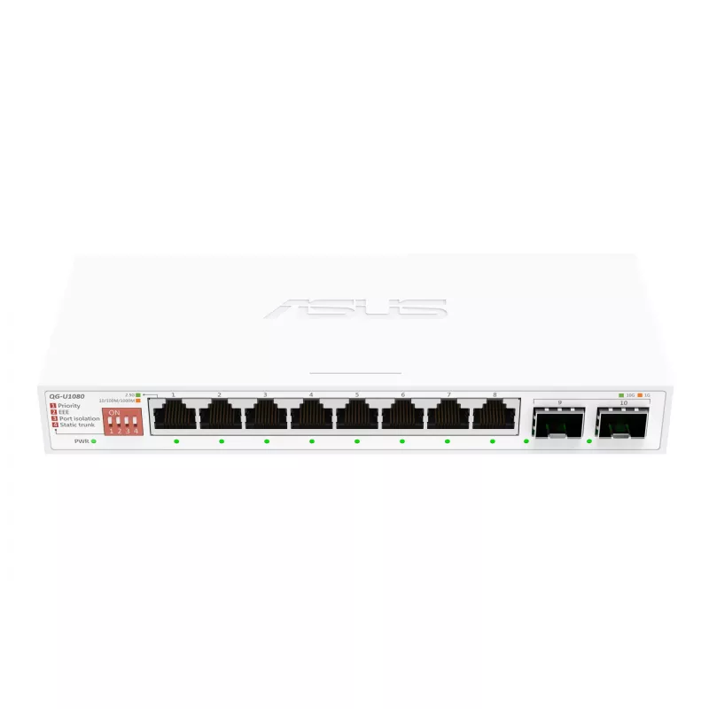 Unmanaged Ethernet Switch ASUS QG-U1080 — 8 × 2.5G RJ-45 ports, MAC 16K, White, 12V