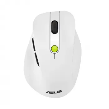 Mouse ASUS MD105 /VT-GN — right-hand RF wireless + Bluetooth, 2400 DPI, wheel scroll, battery-powered, white/green